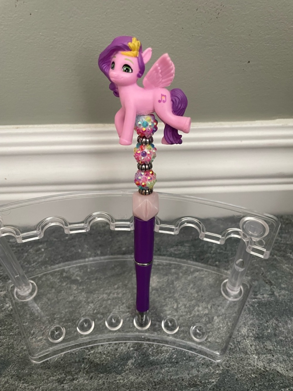 Purple & Pink Pony Beaded Pen - Kids Toy Writing Accessory